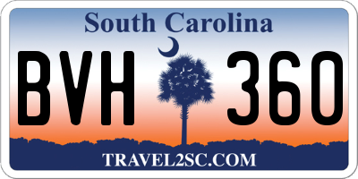SC license plate BVH360