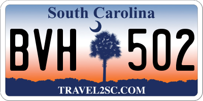 SC license plate BVH502