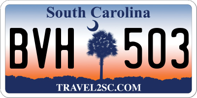 SC license plate BVH503