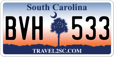 SC license plate BVH533