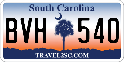 SC license plate BVH540