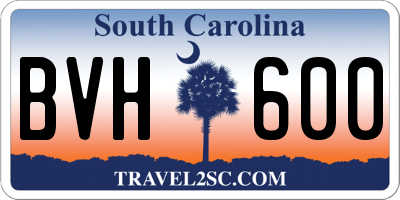 SC license plate BVH600