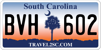 SC license plate BVH602