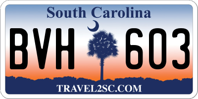 SC license plate BVH603