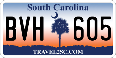 SC license plate BVH605