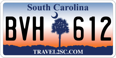 SC license plate BVH612