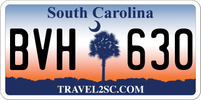 SC license plate BVH630