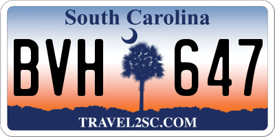 SC license plate BVH647
