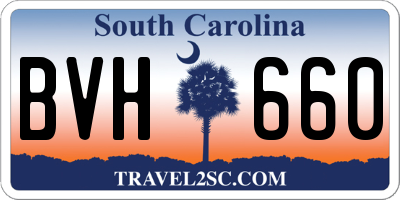 SC license plate BVH660