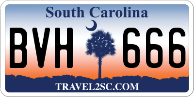 SC license plate BVH666