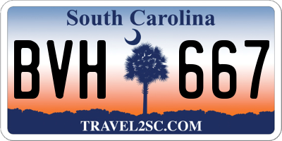 SC license plate BVH667
