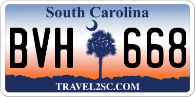 SC license plate BVH668