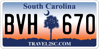 SC license plate BVH670