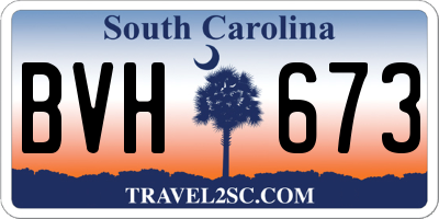 SC license plate BVH673