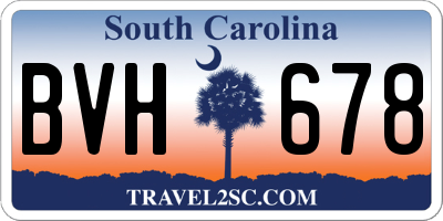 SC license plate BVH678