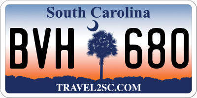 SC license plate BVH680