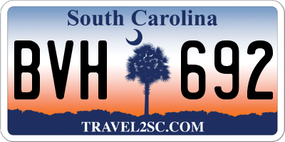 SC license plate BVH692