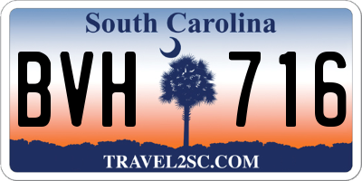SC license plate BVH716