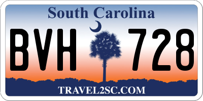SC license plate BVH728