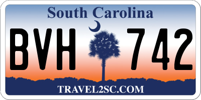 SC license plate BVH742