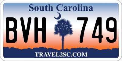 SC license plate BVH749