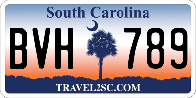 SC license plate BVH789