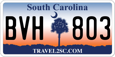 SC license plate BVH803