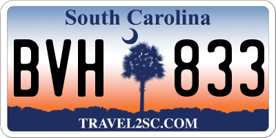 SC license plate BVH833