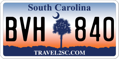 SC license plate BVH840