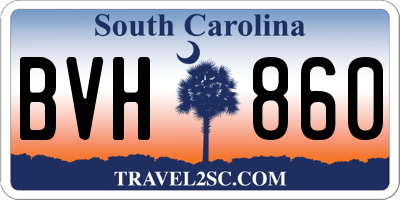 SC license plate BVH860