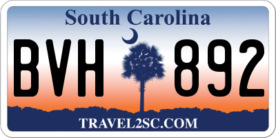 SC license plate BVH892