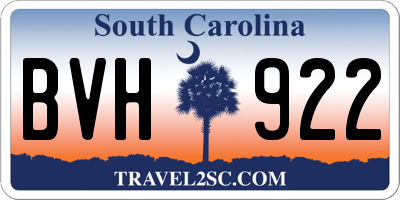 SC license plate BVH922