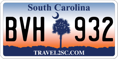 SC license plate BVH932