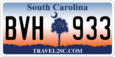 SC license plate BVH933