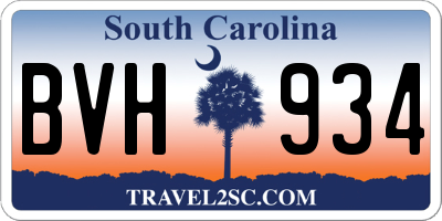 SC license plate BVH934