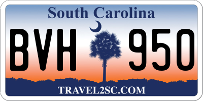 SC license plate BVH950