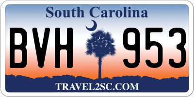SC license plate BVH953