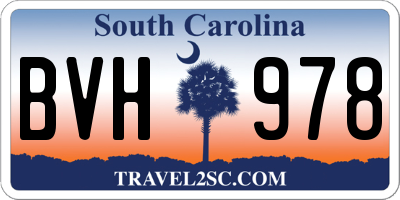 SC license plate BVH978