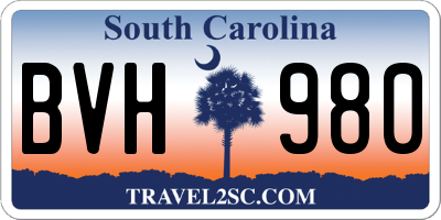 SC license plate BVH980