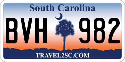 SC license plate BVH982