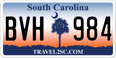SC license plate BVH984