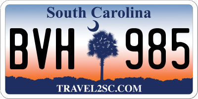 SC license plate BVH985