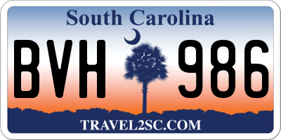 SC license plate BVH986