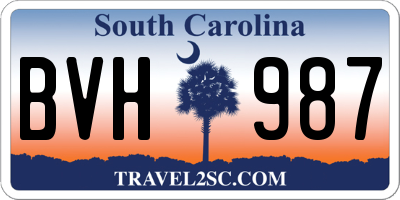 SC license plate BVH987