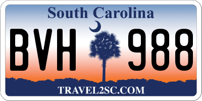 SC license plate BVH988