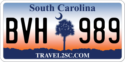 SC license plate BVH989