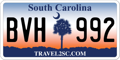 SC license plate BVH992