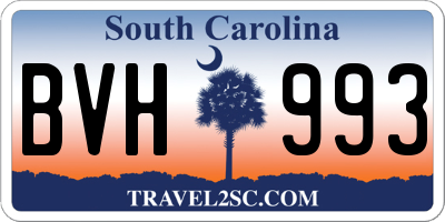 SC license plate BVH993