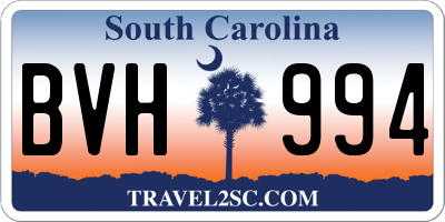 SC license plate BVH994