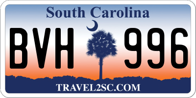SC license plate BVH996